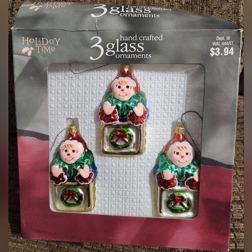 Vintage Holiday Time Doll Gift Glass Ornaments Handcrafted Glass Beautiful Clean